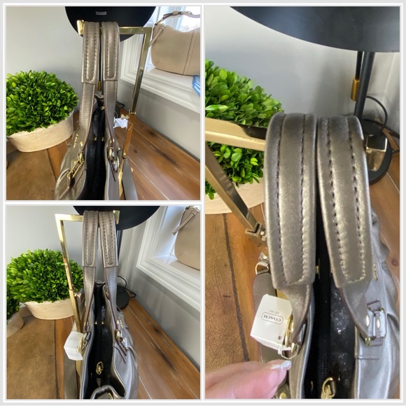 Coach NWT Ashley Carryall in Metallic Steel Pewter/Silver - Picture 7 of 15